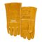 Welding glove with straight and reinforced thumb for better handling of MIG guns made of shoulder-cow-split Golden Brown™ leather